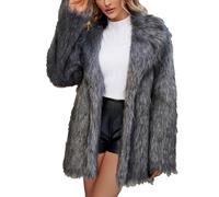 Abrigo de piel para mujer, abrigo largo de invierno, abrigo de piel para mujer, largo monocolor, chaqueta de felpa de manga larga, abrigo grueso y cálido, chaqueta vintage, chaqueta de invierno