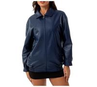 Abrigo de piel para mujer, chaqueta de piel deportiva, chaqueta bomber de gran tamaño, elegante gabardina de piel, chaqueta de motorista, gótica, vintage, chaqueta de moto, chaqueta de entretiempo Y2k