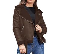 Abrigo de piel para mujer, chaqueta de piel gótica, chaqueta de motorista Y2k, chaqueta de motociclista, deportiva, chaqueta bomber, vintage, abrigo de entretiempo, elegante, gabardina de entretiempo