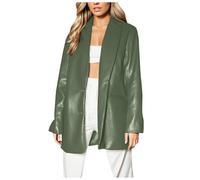 Abrigo de piel para mujer, elegante gabardina de piel, chaqueta bomber, deportiva, chaqueta motero, gótica, Y2k, abrigo de entretiempo, chaqueta de entretiempo, chaqueta de moto, B02 verde, XXL