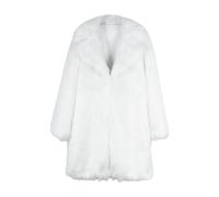 Abrigo de piel sintética para mujer largo - Chaqueta de felpa para mujer invierno abierta en la parte delantera abrigo de transición con cuello de solapa chaqueta esponjosa abrigo de piel sintética de