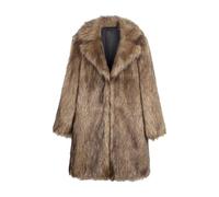 Abrigo de piel sintética para mujer largo - Chaqueta de felpa para mujer invierno abierta por delante abrigo de transición con cuello de solapa chaqueta de peluche abrigo de piel sintética tallas