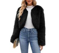 Abrigo De Piel Sintética para Mujer Top Corto De Piel Sintética De Invierno Ropa De Abrigo De Manga Larga Cárdigan Peludo Y Cálido De Felpa Ropa De Abrigo De Piel Artificial Chaqueta De Felpa Co