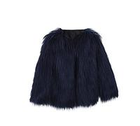 Abrigo de piel sintética para niñas, con frente abierto, manga larga, para invierno, suave, cálido, forro polar, para exteriores, para exteriores, azul marino, 2-3 años