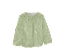 Abrigo de piel sintética para niñas, con frente abierto, manga larga, para invierno, suave, cálido, forro polar, para exteriores, para exteriores, verde, 3-4 años