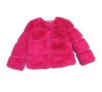 Abrigo de piel sintética para niñas, con frente abierto, manga larga, para invierno, suave, cálido, para exteriores, forro polar grueso, color liso, para exteriores, hot pink, 12-18 meses