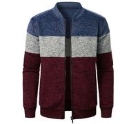Abrigo de punto para hombre con bloque de color patchwork, chaqueta de invierno de moda con bolsillos, abrigo de invierno, corte ajustado, chaqueta de entretiempo, chaqueta fina para hombre, chaqueta