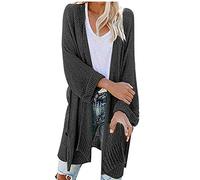 Abrigo de punto para mujer negro largo - abrigo de verano para mujer, ligero, talla grande, cárdigan de verano, chaqueta fina, vestido de punto, túnica sin capucha, chaqueta de primavera/chaqueta de