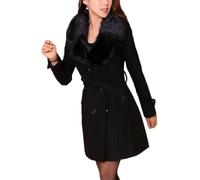 Abrigo de Tweed de Invierno clásico Elegante para Mujer Abrigo de Moda Retro Delgado y cálido Gabardina Cruzada con Solapa de Oficina de Negocios Informal (Negro,5XL)