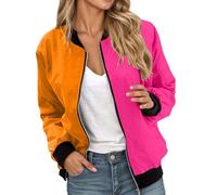 Abrigo entallado para mujer, sudadera con capucha ligera para hombre, con cremallera, informal, corte holgado, chaqueta corta con diseño de bloques de colores para deportes al aire libre, uso diario