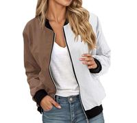 Abrigo entallado para mujer, sudadera con capucha ligera para hombre, con cremallera, informal, corte holgado, chaqueta corta con diseño de bloques de colores para deportes al aire libre, uso diario