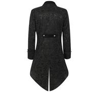 Abrigo gótico para hombre, estilo steampunk, de jacquard, largo, rojo, medieval, estilo victoriano, elegante, para teatro, pirata, vampiro, disfraz de Halloween