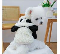 Abrigo grueso y cálido de forro polar de cordero para mascotas, ropa para perros y gatos, serie con capucha para otoño/invierno (Panda Baby Coat, L)