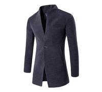 Abrigo Hombre Invierno Elegante, Chaqueta de Cuero Hombre Abrigo Invierno Manga Larga Gabardina Clásica Elegante Impermeable Térmica