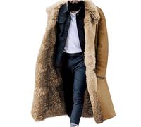 Abrigo Hombre Invierno Rebajas,Abrigos de Pelo Sintetico para Hombre Talla Grande Grueso y Cálido Cuello de Piel Chaqueta Pelo Sintetico Largo Elegante Lujo Abrigo Caliente Parkas Hombre Invierno