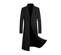 Abrigo hombre invierno, Sobretodo Mezcla de Lana Botón de Manga Larga Elegant Gabardina de Color sólido Abrigo largo Moda Slim fit Cortavientos caliente Chaquetas parka Blazer Outwear traje 2024