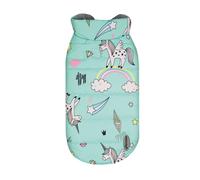 Record - Abrigo Impermeable para Perros Unicorn con elásticos para Patas traseras y Orificio para Correa. Ideal para Cualquier Clima | Azul Claro, M