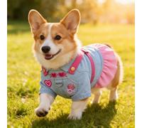Abrigo impermeable para perro, falda de mezclilla súper bonita que añade personalidad y sentido de la moda a tu hacer que cada salida sea el centro de atención. (Blanco, L)