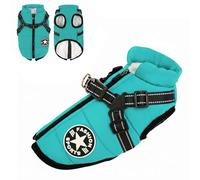 Abrigo impermeable para perros Extreme 2.0, chaqueta reflectante de invierno para perros pequeños y medianos con arnés extraíble y forro polar (verde, M)