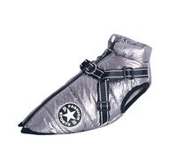 Abrigo impermeable para perros Extreme 2.0, chaqueta reflectante de invierno para perros pequeños y medianos con arnés extraíble y forro polar (plata, XL)