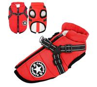 Abrigo impermeable para perros Extreme 2.0, chaqueta reflectante de invierno para perros pequeños y medianos con arnés extraíble y forro polar (rojo, 3XL)