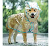 Abrigo impermeable para perros y gatos con capucha, ajustable, poncho transparente de PVC ultraligero, para perros de talla pequeña (Azul, S)
