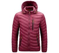 Abrigo invierno hombre con cremallera, chaqueta ligera cálida con capucha | Aislamiento poliéster ligero, capucha extraíble, cordones ajustables, cuello alto, puños y dobladillo elásticos