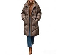Abrigo Invierno Mujer Chaqueta Plumifero Ligero Abrigos Con Capucha Larga Tallas Grandes Abrigo Forro Polar Exterior Outwear Cálido Acolchada Parka Grueso Vintage Con Bolsillos Cortaviento Cremallera