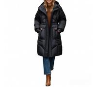 Abrigo Invierno Mujer Chaqueta Plumifero Ligero Abrigos Con Capucha Larga Tallas Grandes Abrigo Forro Polar Exterior Outwear Cálido Acolchada Parka Grueso Vintage Con Bolsillos Cortaviento Cremallera