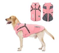 Abrigo Invierno Perro, Abrigo Impermeable para Perros Resistente al Viento, Chaqueta para Perros con Tiras Reflectantes Seguras & Arnés Ajustable para Perros pequeñas, Medianas y Grandes