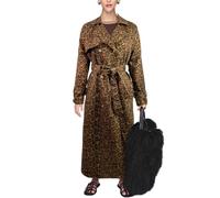Abrigo Largo Cálido Y Cómodo Con Cinturón Para Mujer, Gabardina Larga De Ante Imitación Con Estampado De Leopardo Para Mujer, Abrigo Doble Botonadura Con Solapa, Abrigo Con Cinturón (Estampado De