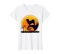 Abrigo Largo Chihuahua Perro y Luna Divertido Perro Disfraz Camiseta gráfica económica, Mujer, Blanco, M