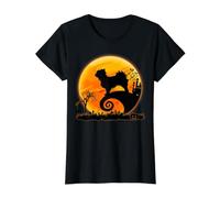 Abrigo Largo Chihuahua Perro y Luna Divertido Perro Disfraz Camiseta gráfica económica, Mujer, Negro, S