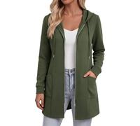 Abrigo largo con capucha y cremallera de talla grande para uso diario: pren | Parkas Mujer Juvenil Capucha Sudadera Deporte Modernas Cárdigan Pata Prenda Oferta Militares Marquis