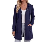 Abrigo largo con capucha y cremallera de talla grande para uso diario: pren | Parkas Mujer Juvenil Capucha Sudadera Deporte Modernas Cárdigan Pata Prenda Oferta Militares Marquis