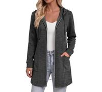Abrigo largo con capucha y cremallera de talla grande para uso diario: pren | Parkas Mujer Juvenil Capucha Sudadera Deporte Modernas Cárdigan Pata Prenda Oferta Militares Marquis