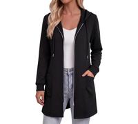 Abrigo largo con capucha y cremallera de talla grande para uso diario: pren | Parkas Mujer Juvenil Capucha Sudadera Deporte Modernas Cárdigan Pata Prenda Oferta Militares Marquis