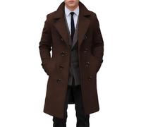 Abrigo largo de estilo marinero para hombre, abrigo de invierno cálido, | Abrigo de invierno cálido, chaquetón largo de doble botonadura, cuello con solapas, ropa informal de negocios.
