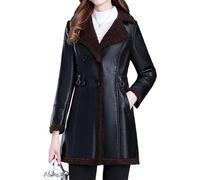 Abrigo largo de piel sintética para mujer, elegante chaqueta estilo gabardina, informal, para clima frío, marrón claro, talla 4XL
