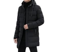 Abrigo Largo de plumón para Hombre Ligero y cálido con Capucha Acolchado y Resistente al Agua Ideal para épocas de frío y Nieve. (Negro,XL)