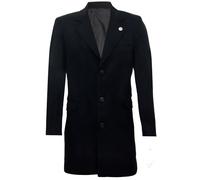 Abrigo Largo Negro De Lana 3/4 Para Hombre Ajustado Peaky Blinders