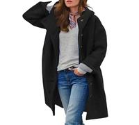 Abrigo largo para mujer, abrigos largos de gran tamaño, gabardina cálida de invierno para mujer, ropa abrigo moda, negro, talla pequeña