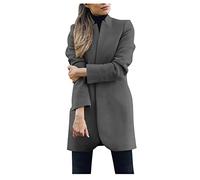 Abrigo largo para mujer, elegante chaqueta, gabardina de un solo color, para adultos, manga larga, solapa para mujer, abrigo de invierno ajustado, abrigo, X01-Drak Gris, S