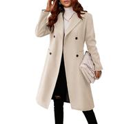 Abrigo largo tipo gabardina para mujer, chaqueta de invierno de largo medio, elegante, para la oficina, color beige, talla M.