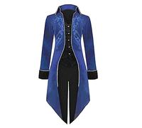 Abrigo medieval steampunk, disfraz de Halloween para hombre, estilo renacentista, pirata, vampiro, gótico, chamarras, abrigos de brujo, azul, XXL