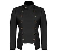 Abrigo medieval vintage para hombre, chaqueta de esmoquin corta de doble botonadura, disfraz de caballero del príncipe real, disfraz de cosplay renacentista de Halloween, estilo gótico real, Negro