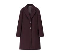 Abrigo moderno y suave con hombreras for mujer, abrigo estilo trinchera minimalista de gran tamaño con almohadillas desmontables(Claret,S)