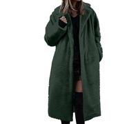 Abrigo Mujer Color Liso, Parka Mujer Invierno con Bolsillo, Abrigos Sin Capucha Cuello De Solapa Chic - Chaquetas Moda Vintage Termica Verde Oscuro M