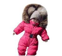Abrigo para bebé, ropa de abrigo, abrigo cálido para bebé, traje de nieve con capucha para niñas, abrigos con forro polar suave, ropa de invierno acogedora ropa de cuerpo completo, 05#_Rojo, 6-9 meses