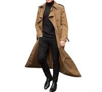 Abrigo para hombre diseñado como una gabardina larga con influencia vintage construcción suelta y adaptabilidad de ropa exterior para todas las estaciones (XL caqui)